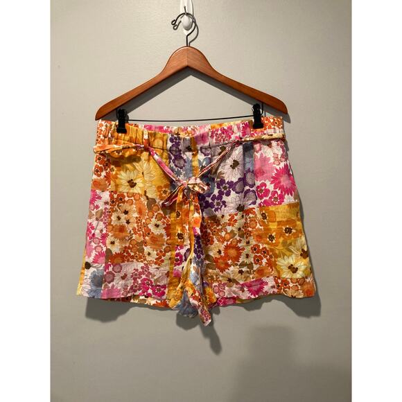 Johnny Was Jade 100% Linen Easy Shorts Large Women’s Colorful Boho Summer Resort - Picture 1 of 7